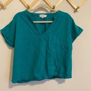 Molly Bracken Teal Cotton Short Sleeved Blouse size Medium
